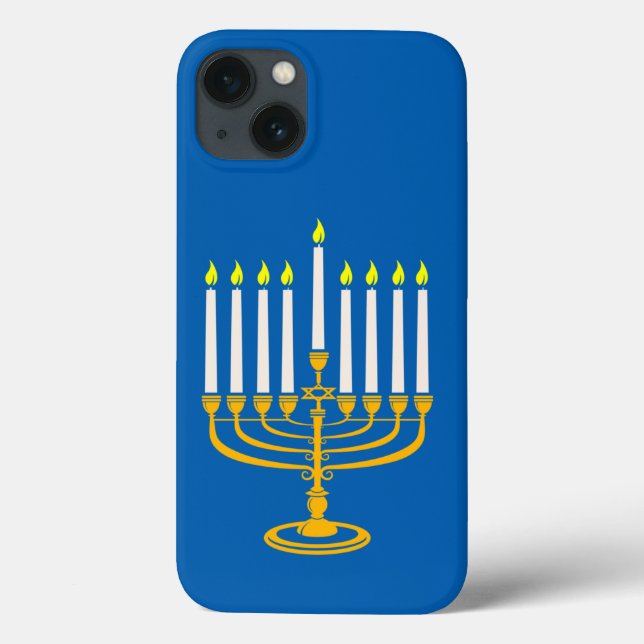 yellow menorah hanukkah jewish print Case-Mate iPhone case (Back)
