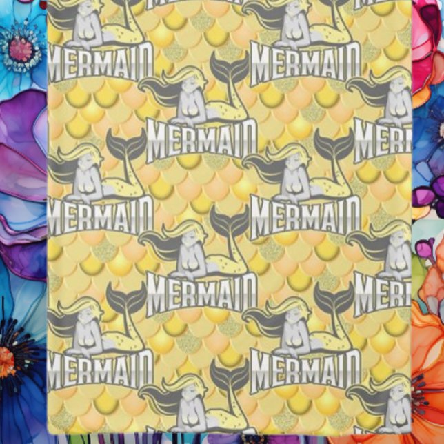 yellow Mermaid-Themed Bedding Duvet Cover (Mermaid Party Supplies are sure to go down with a splash! )