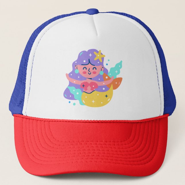 Yellow mermaid trucker hat (Front)