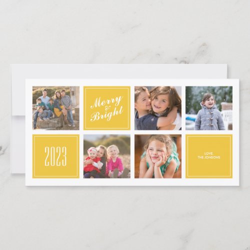 Yellow Merry Bright 5 Collage Photo Card