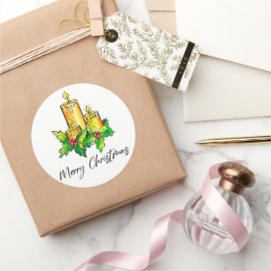 Yellow Merry Christmas And Happy New Year   Classic Round Sticker