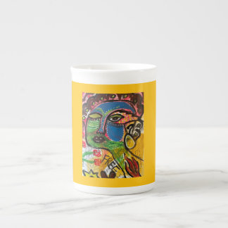 Yellow Metacognative Abstract Colorful Face Bone China Mug