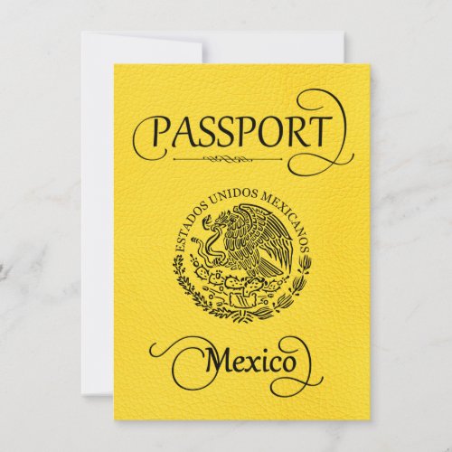 Yellow Mexico Passport Save the Date Card