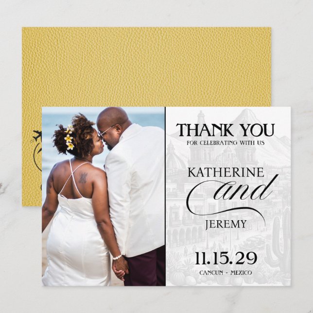 Yellow Mexico Passport Thank You Card (Front/Back)