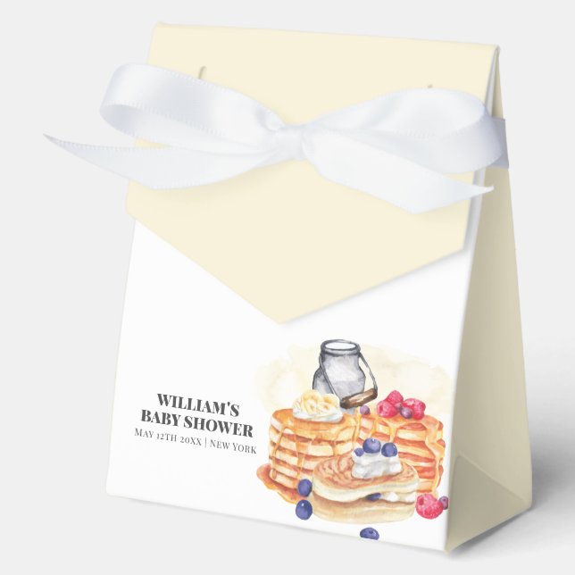 Yellow Milk Berry Pancake Brunch Baby Shower Favor Boxes (Front)
