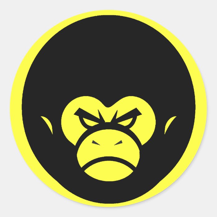 Yellow Million Monkey Logo Round Sticker