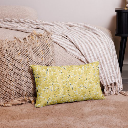 Yellow Mimosa Flowers Accent Pillow