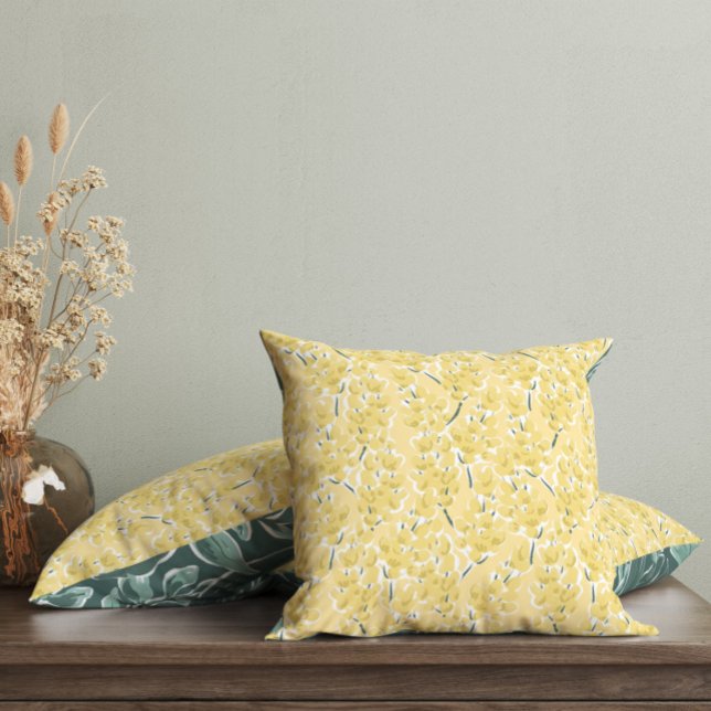 Yellow Mimosa Flowers Throw Pillow (Creator Uploaded)