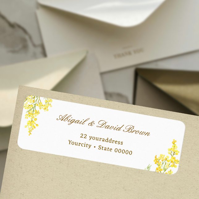 Yellow Mimosa Return Address Label (Creator Uploaded)