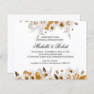 Yellow Mimosa white chamomile Rehearsal Dinner