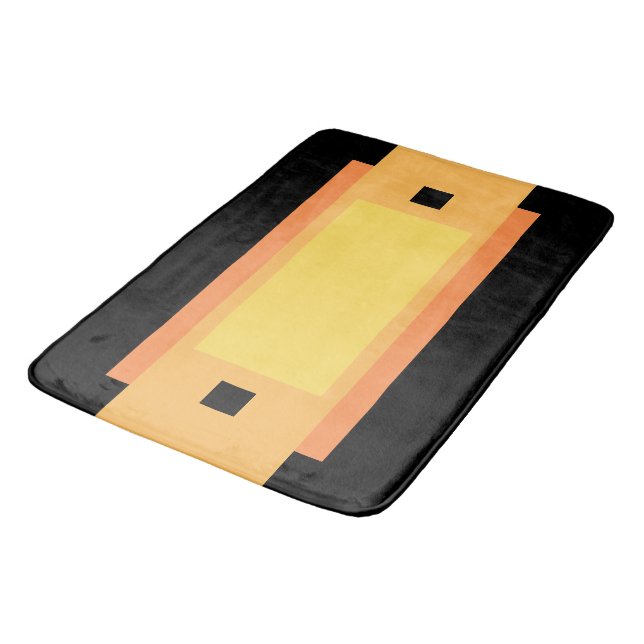 Yellow Minimal Orange Black Bath Mat (Angled)