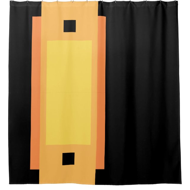 Yellow Minimal Orange Black Shower Curtain (Front)