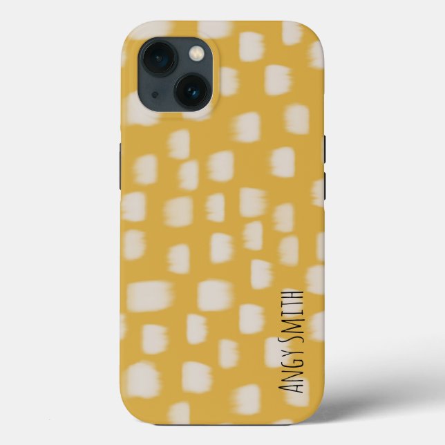 Yellow minimal pattern with side personalized name Case-Mate iPhone case (Back)