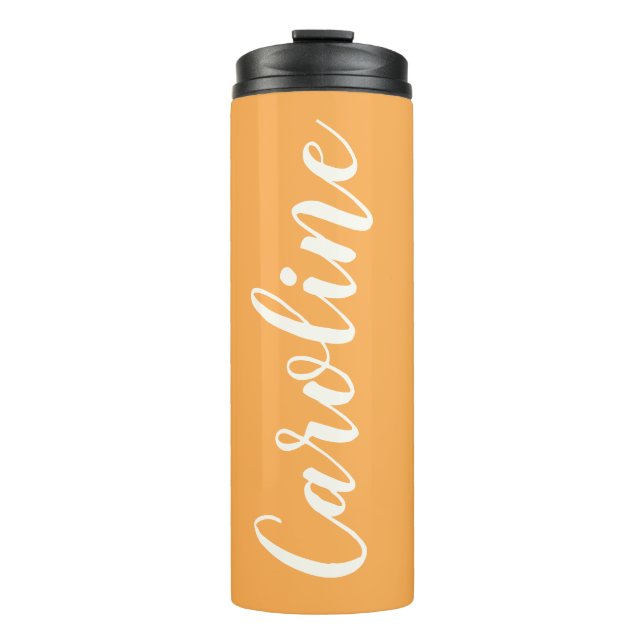 Yellow Minimalist Calligraphy Personalized Name    Thermal Tumbler (Front)