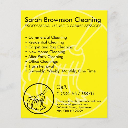 Yellow Minimalist Cleaning House Keeper Flyer