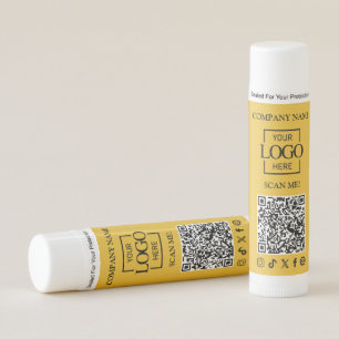 Yellow Minimalist Company Business Logo & QR Code Lip Balm