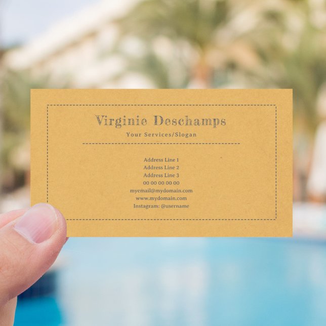 Yellow Minimalist Kraft Rustic Business Card (Rustic Yellow Business Card)