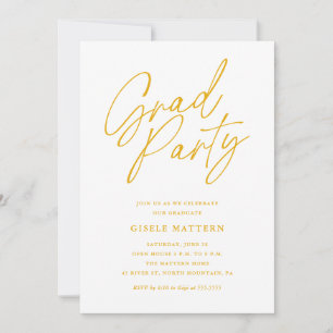 Yellow Minimalist Modern Graduation Party Invitation