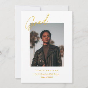 Yellow Minimalist Modern Photo Graduation Announcement