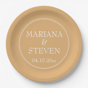 Yellow Minimalist Modern Wedding Paper Plates