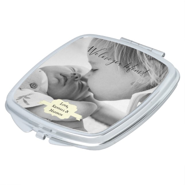 Yellow Minimalist Photo Mother's Day Compact Mirror (Turned)