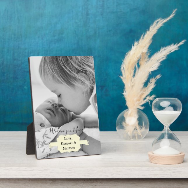 Yellow Minimalist Photo Mother's Day Plaque (Side)