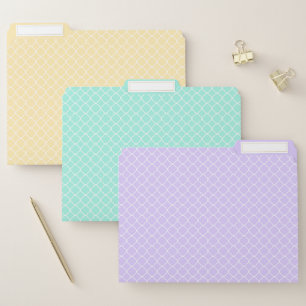 Yellow Mint and Purple Pastel Quatrefoil Pattern File Folder