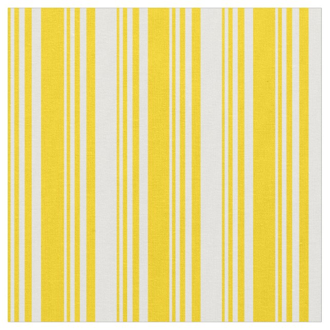 Yellow & Mint Cream Colored Stripes Fabric (Close Up)