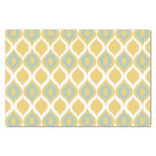 Yellow Mint Geometric Ikat Tribal Print Pattern Tissue Paper