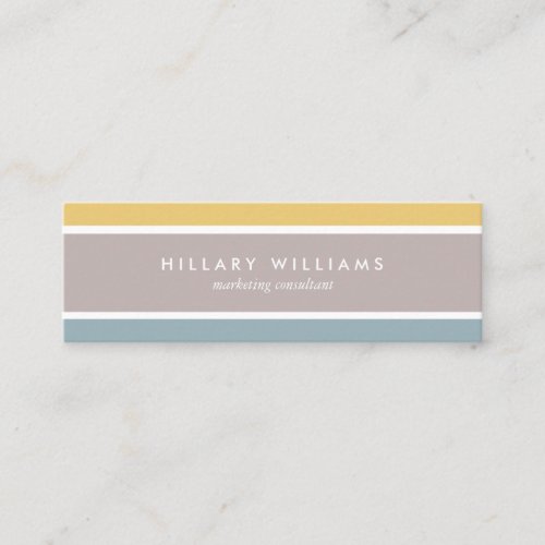Yellow mint lines minimal elegant modern scandi mini business card