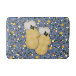 Yellow Mittens Christmas Bath Mat