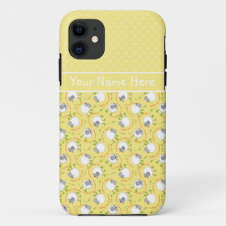 Yellow Mix and Match Fun Sheep Patterns iPhone 11 Case
