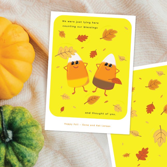 Yellow | Mixed Candy Corn Couple | Fall Holiday Card (Creator Uploaded)