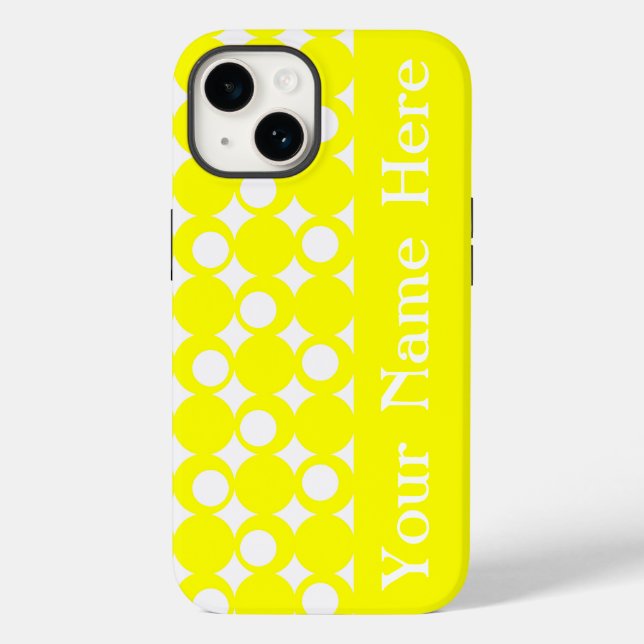 Yellow Mod Ball Design with name Case-Mate iPhone Case (Back)
