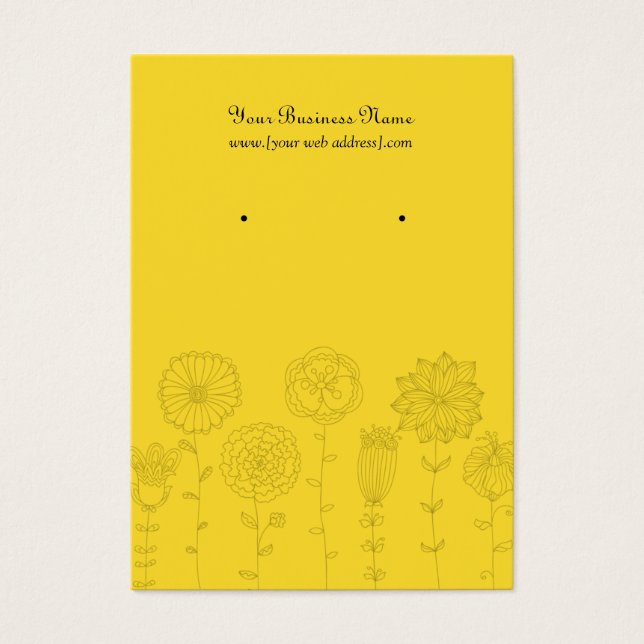 Yellow Mod Flowers Custom Earring Card (Front)