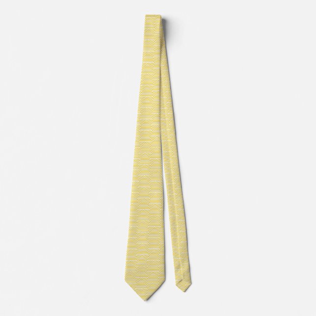 Yellow Mod Geometric With White Neck Tie (Front)