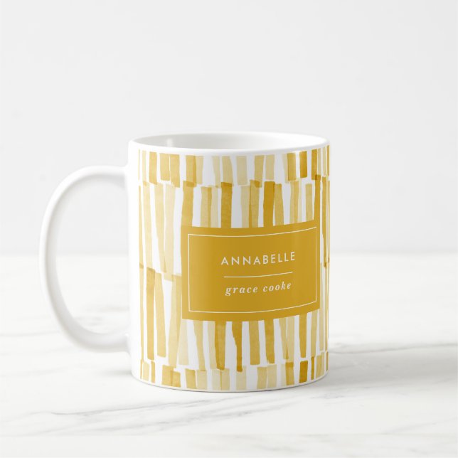 Yellow modern abstract pattern personalised gift c coffee mug (Left)