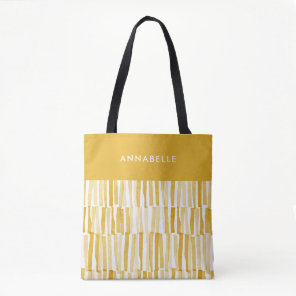 Yellow modern abstract pattern personalised gift t tote bag