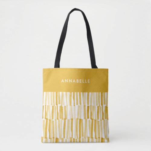Yellow modern abstract pattern personalised gift t tote bag