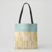 Yellow modern abstract pattern personalised gift tote bag