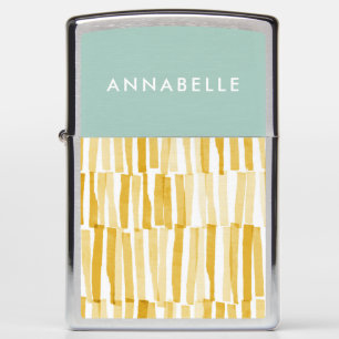 Yellow modern abstract pattern personalised gift zippo lighter