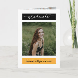Yellow Modern Block 5-Photo Graduation Invitation