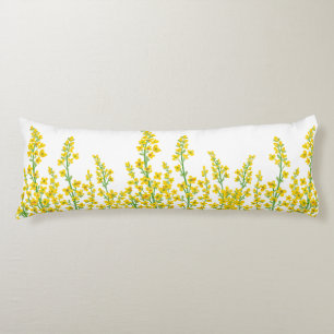 Yellow Modern Citrine Floral Blooms Body Pillow