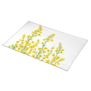 Yellow Modern Citrine Floral Blooms  Cloth Placemat