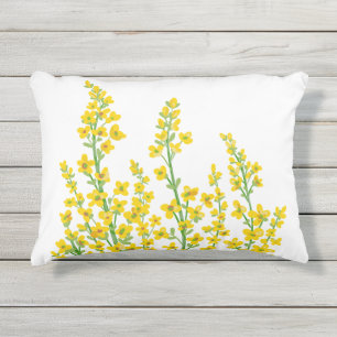 Yellow Modern Citrine Floral Blooms  Outdoor Pillow