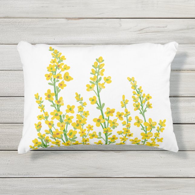 Yellow Modern Citrine Floral Blooms  Outdoor Pillow (Front)