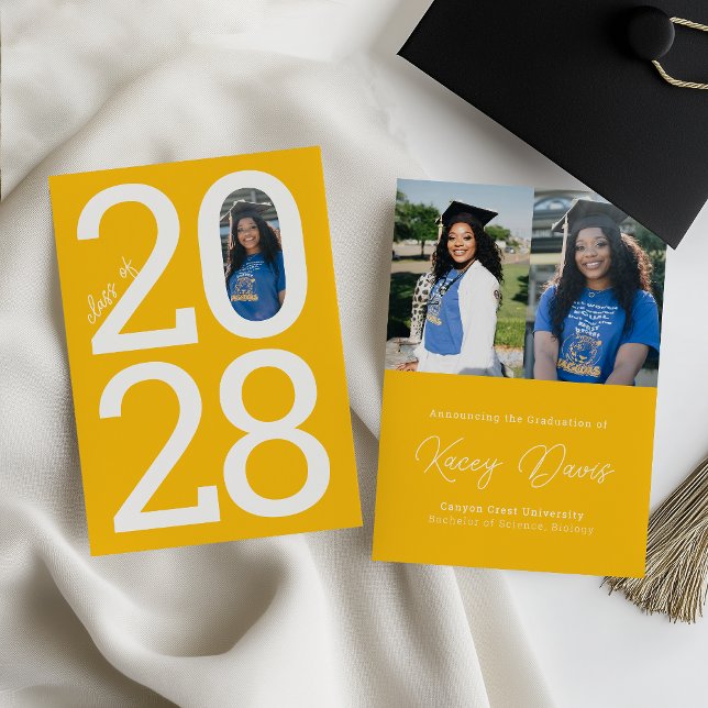 Yellow Modern Class Year Of and Photo Graduation Announcement (Creator Uploaded)