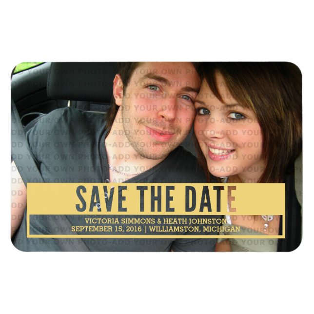 Yellow Modern Cut Out Save the Date Magnet (Horizontal)