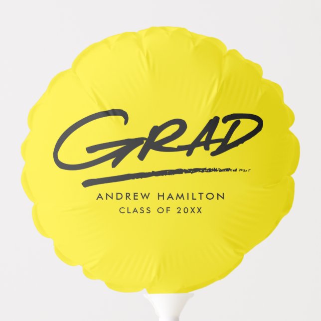 Yellow Modern Dash Personalized Graduation Balloon (Front)