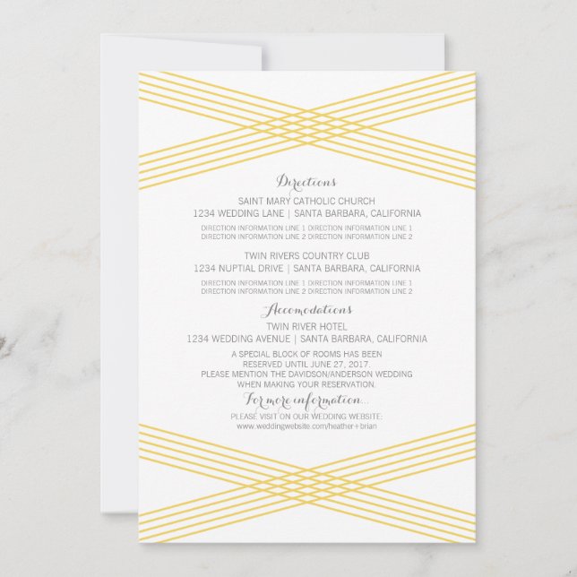 Yellow Modern Deco Information Card (Front)
